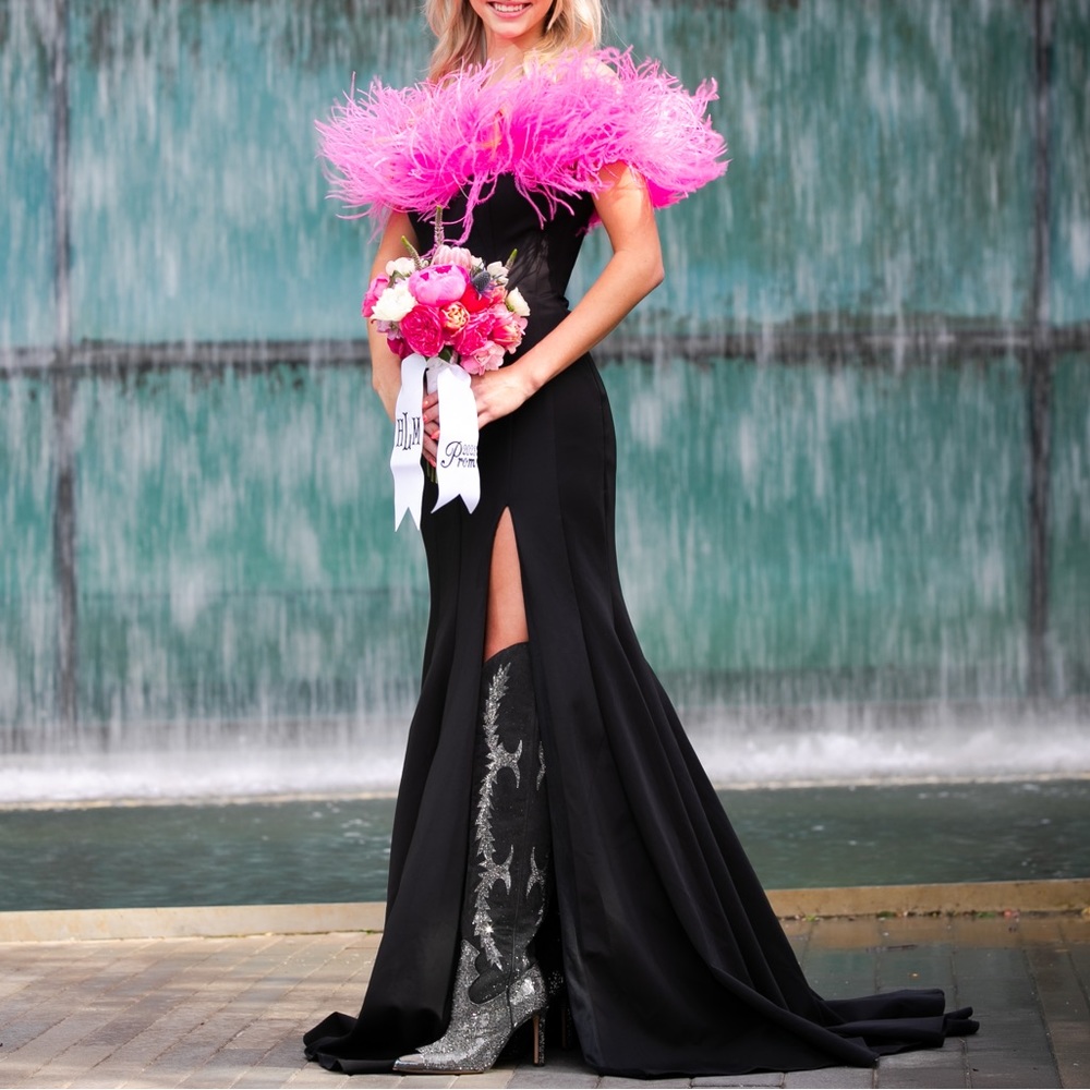 ASHLEYlauren gown size 2 with leg slit